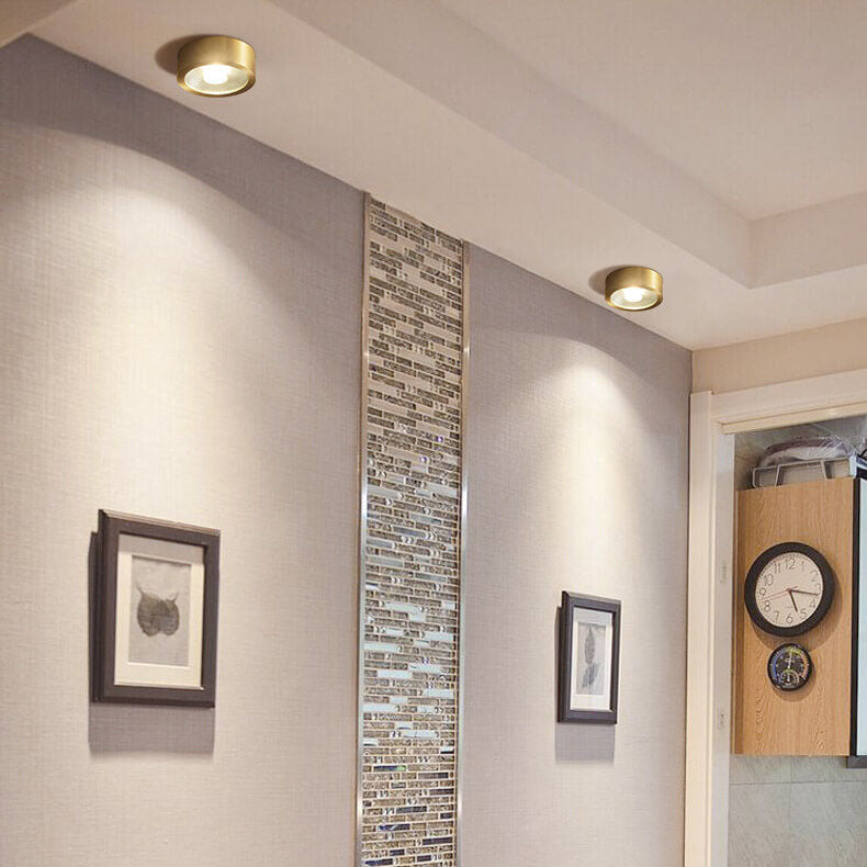 Modern Luxury Round Copper Ultra-thin LED Flush Mount Light For Hallway
