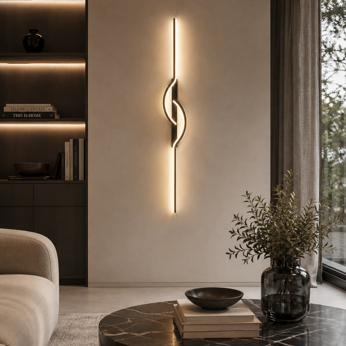 Modern Linear Wall Sconce Creative Black Aluminum Lamp