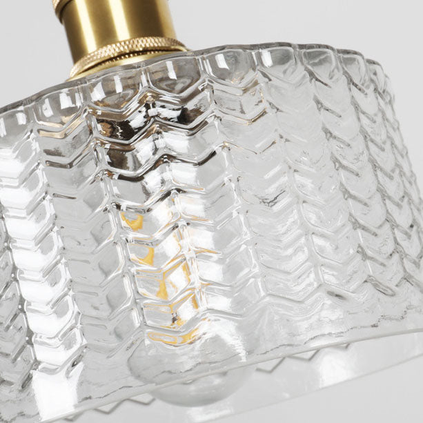 Traditional Japanese Brass Glass Round Jar 1-Light Pendant Light For Living Room