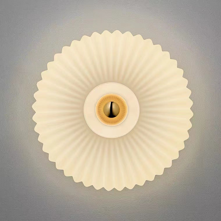 Contemporary Nordic Iron Striped Glass Round Disc 1-Light Wall Sconce Lamp for Living Room