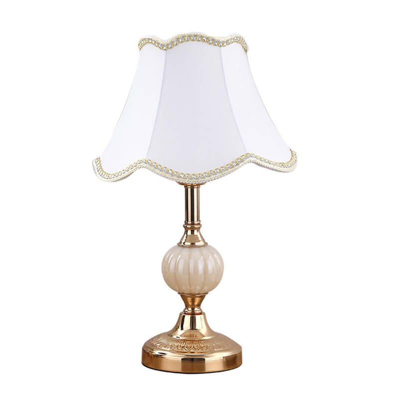 Nordic Vintage Floral Glass Fabric 1-Light Table Lamp