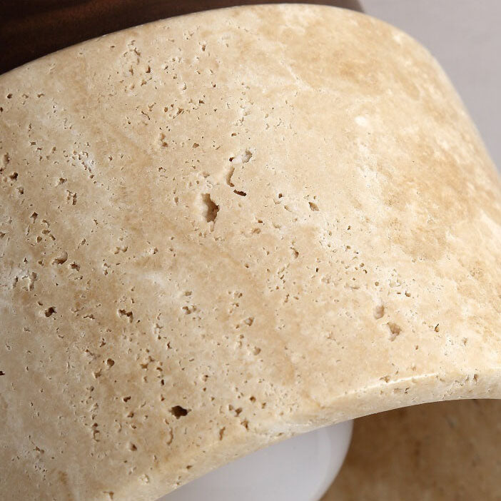 Traditional Vintage Round Travertine 1-Light Flush Mount Ceiling Light For Hallway
