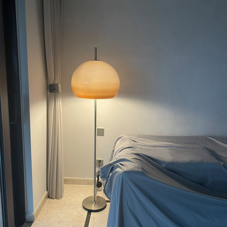 Contemporary Retro Mushroom Hardware Glass 2-Light Standing Floor Lamp For Living Room