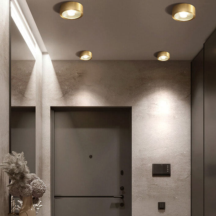 Modern Luxury Round Copper Ultra-thin LED Flush Mount Light For Hallway