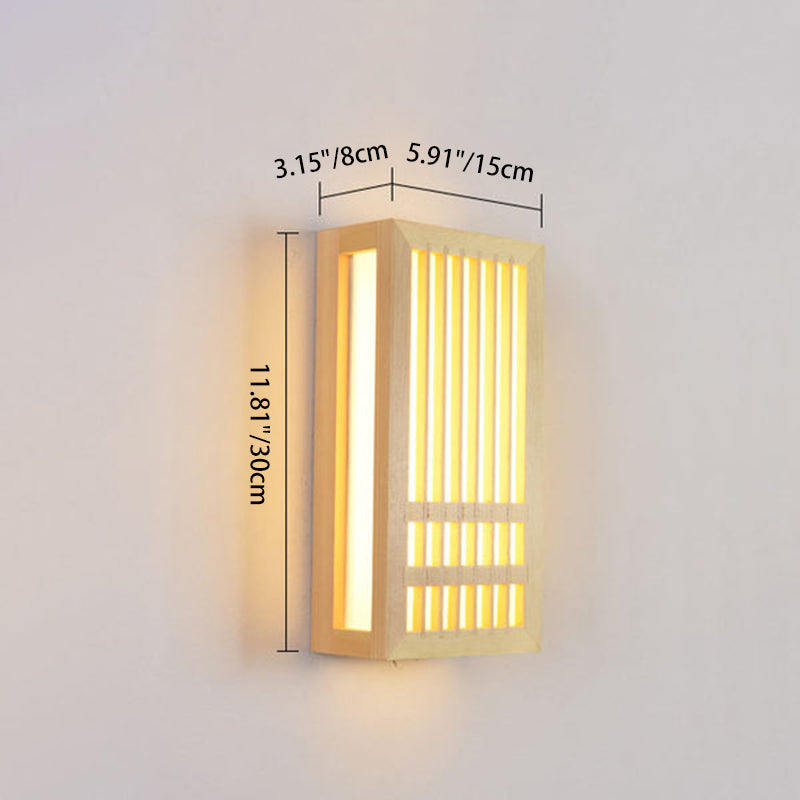 Modern Minimalist Solid Wood Acrylic Rectangular LED Wall Sconce Lamp for Living Room