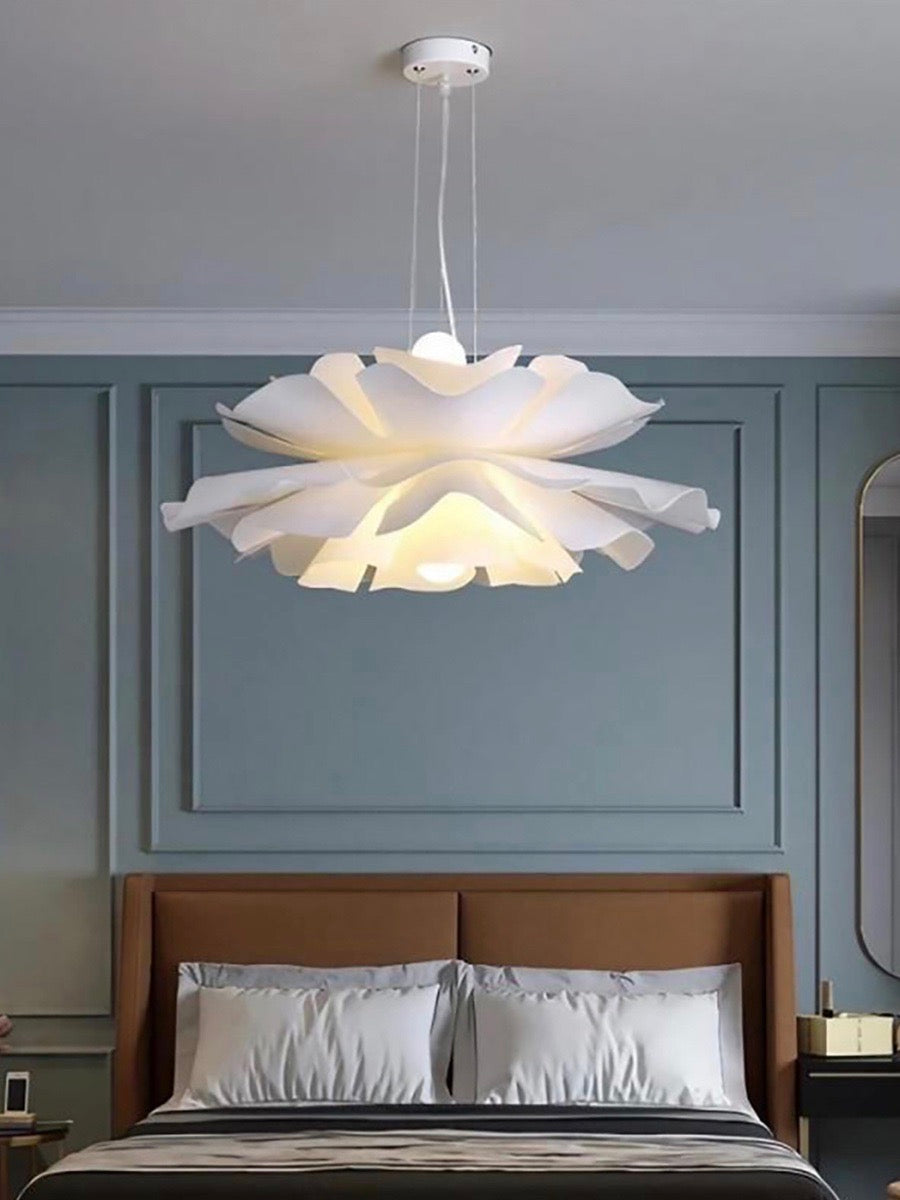Handcrafted White Lotus Flower Pendant Light - Vintage Nordic Acrylic Design