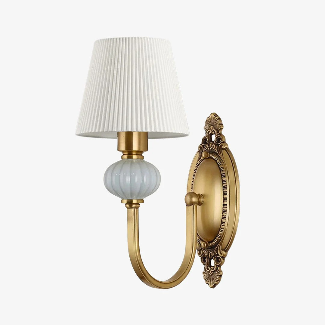 Classic Fabric Shade Sconce – Ceramic Wall Light for Hallway or Bedroom