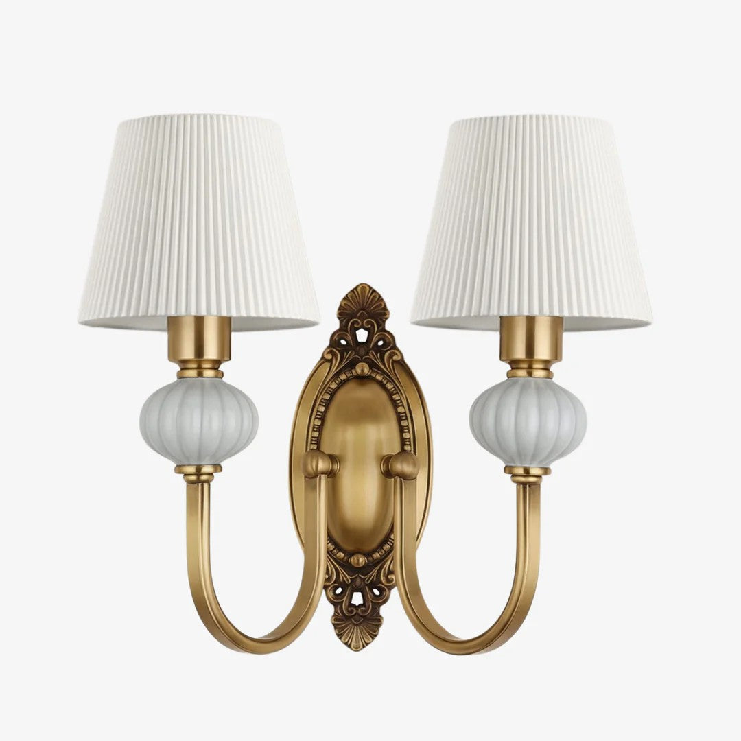 Classic Fabric Shade Sconce – Ceramic Wall Light for Hallway or Bedroom