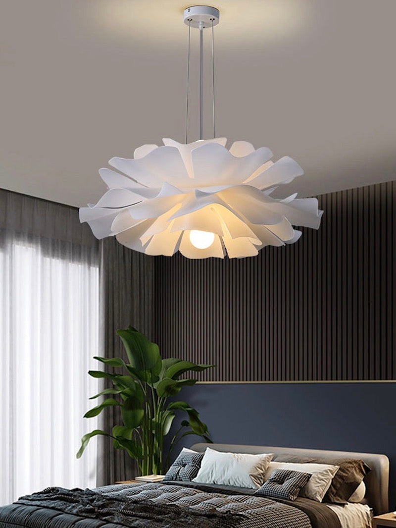 Handcrafted White Lotus Flower Pendant Light - Vintage Nordic Acrylic Design