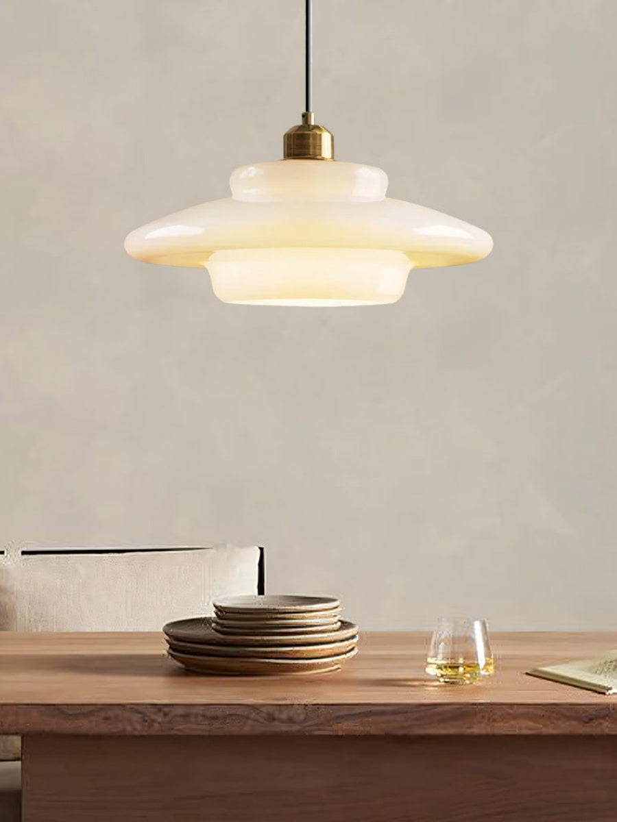 Multi-Tiered Milky White Pendant Light - Modern Glass Lamp for Dining Room