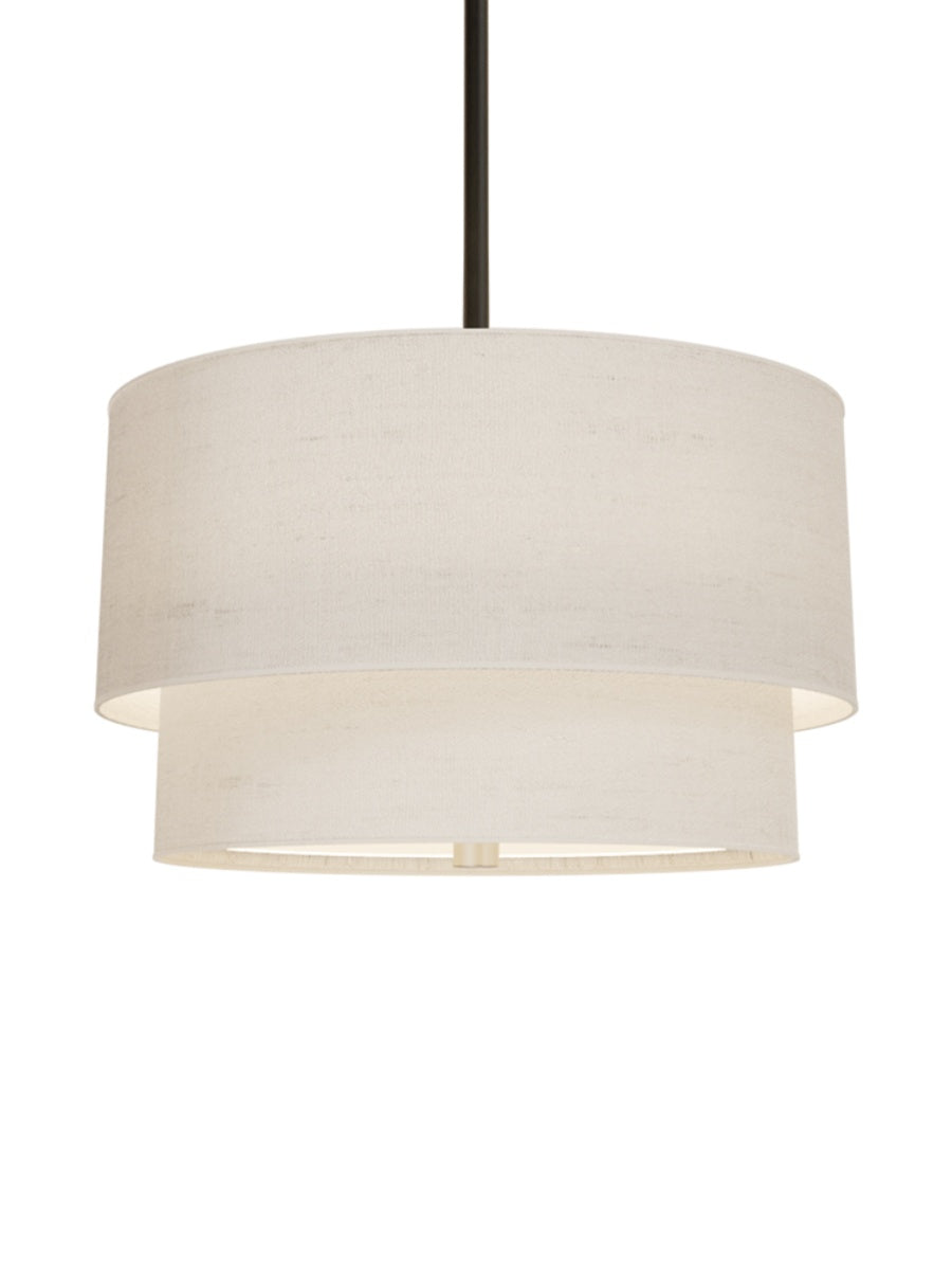 Double Fabric Drum Pendant Light - Modern Layered Shade Ceiling Lamp Perfect for Dining Room or Living Room