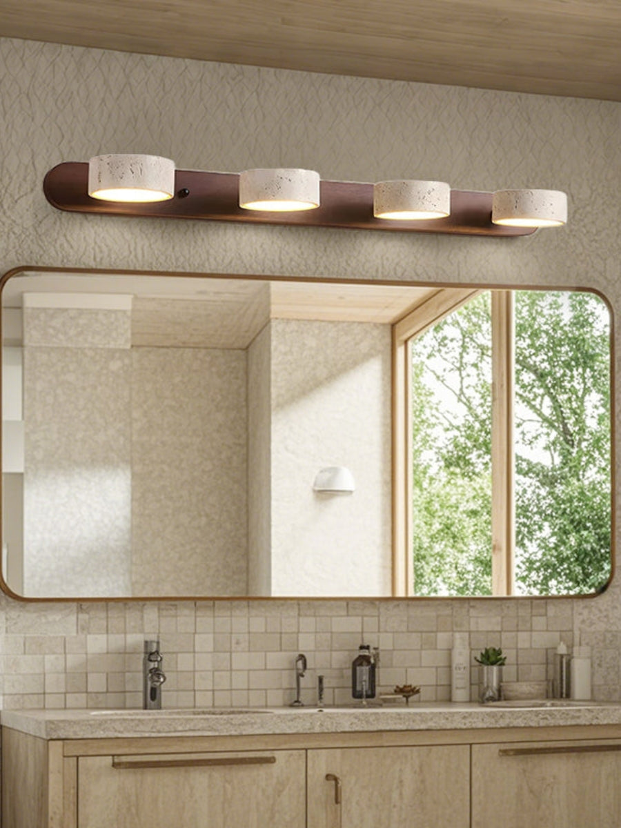 Travertine Multi-Head Wall Sconce – Modern Stone Lamp for Bathroom