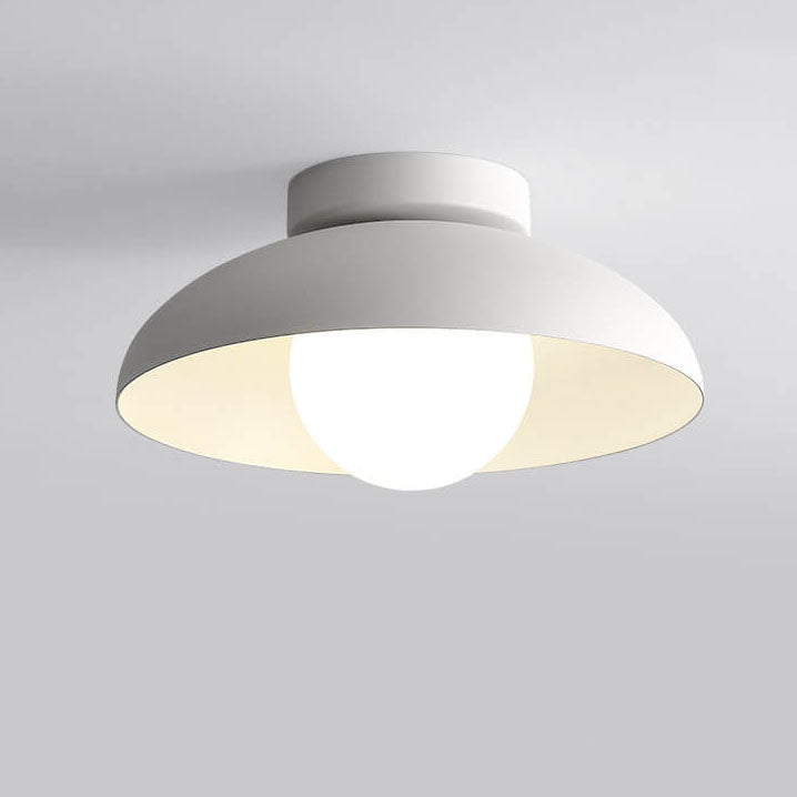 Contemporary Nordic Wabi-sabi Iron Glass 1-Light Semi-Flush Mount Light for Living Room