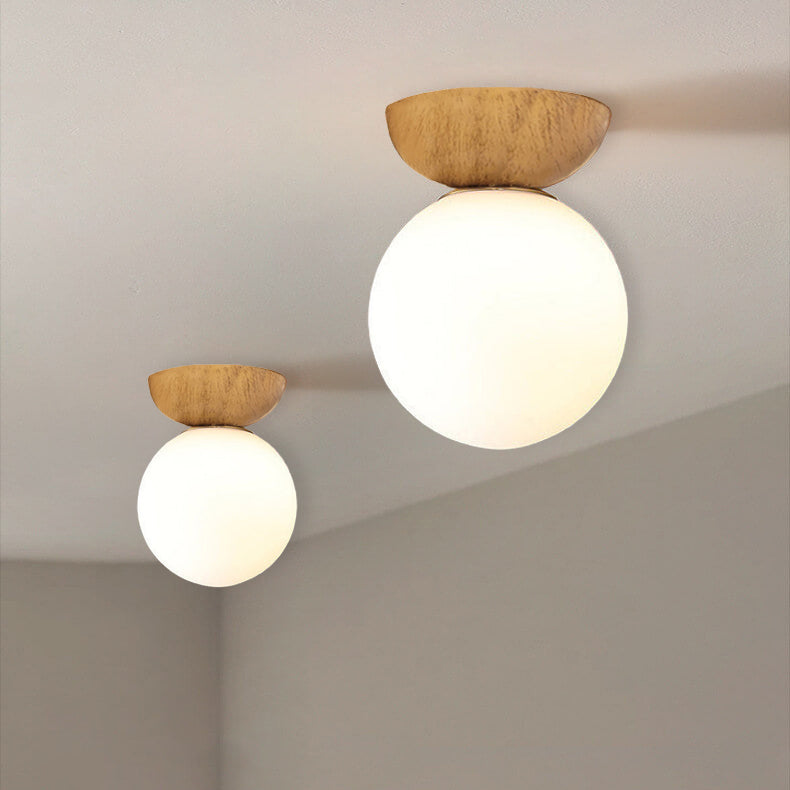 Modern Minimalist Glass Iron Orb 1-Light Semi-Flush Mount Light/Pendant Light for Living Room