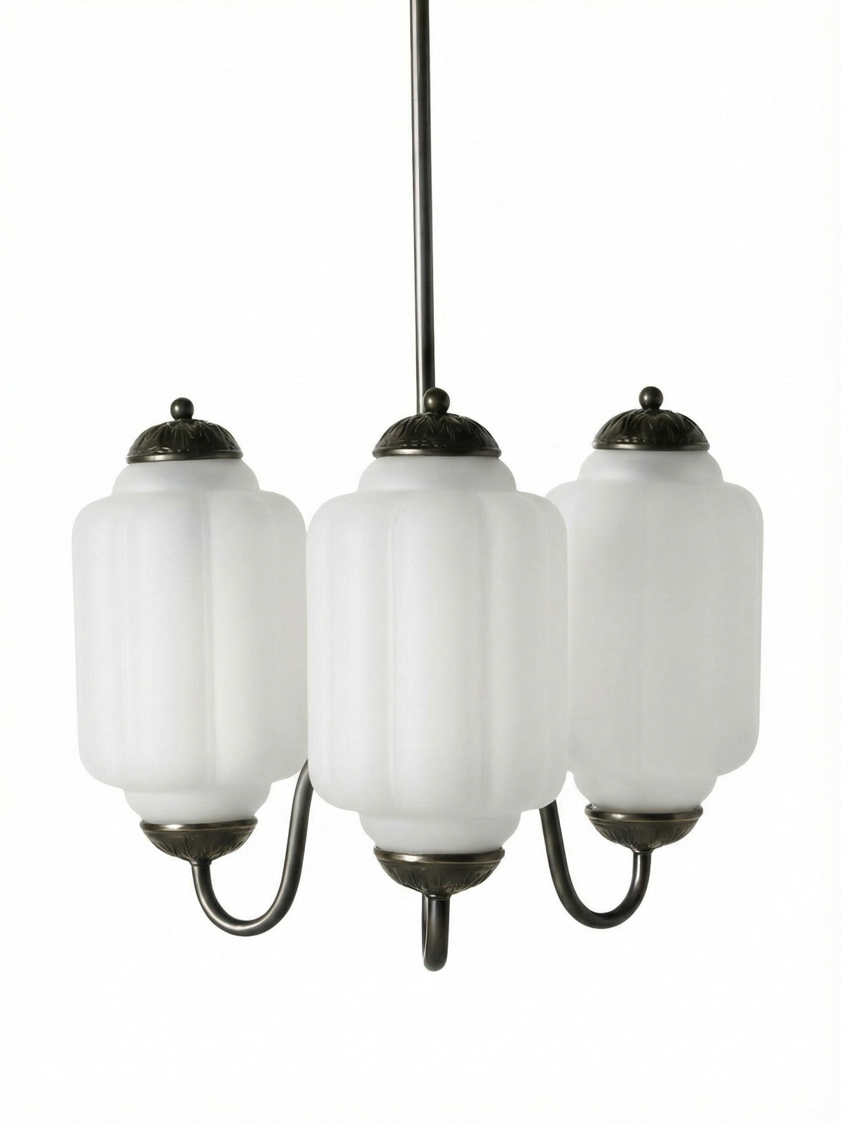 Milk Glass Chandelier in a Vintage Style Finish