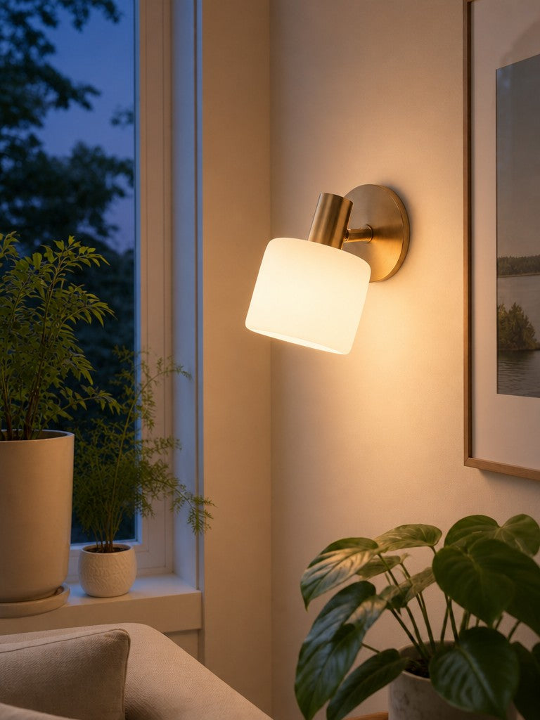 Porcelain Wall Sconce - Minimal Round Flush Mount Ceramic Light