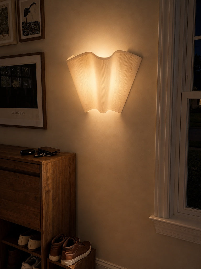 Oslan Scalloped Wall Sconce - Classic Linen Shade Modern Accent