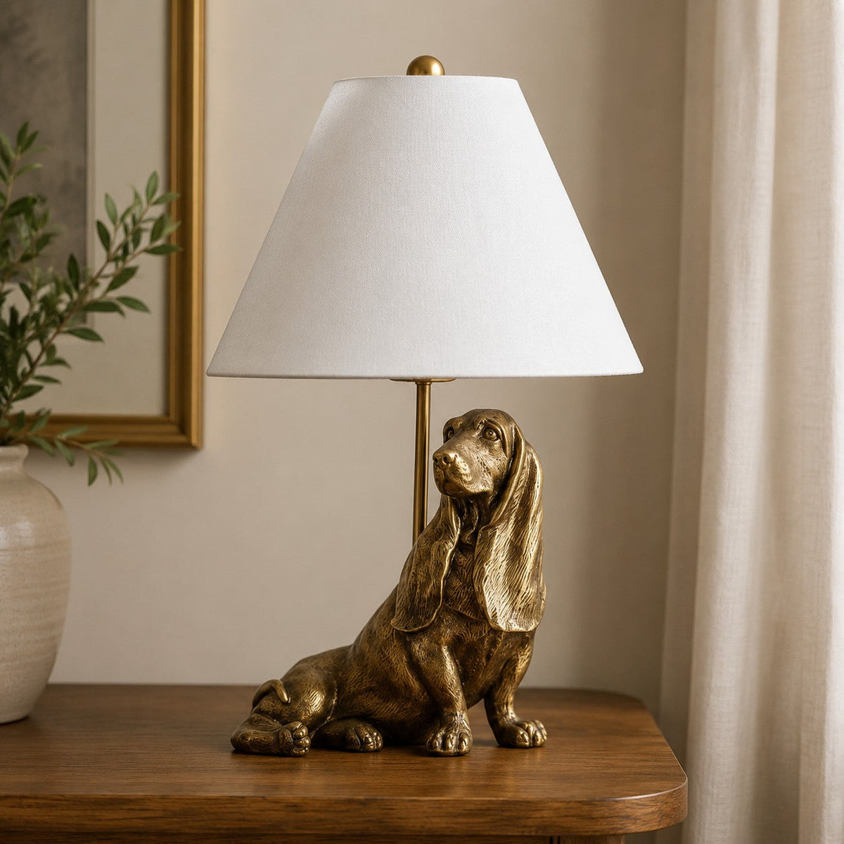 Pawdia Animal Bedside Table Lamp - Classic Fabric Shade Lighting