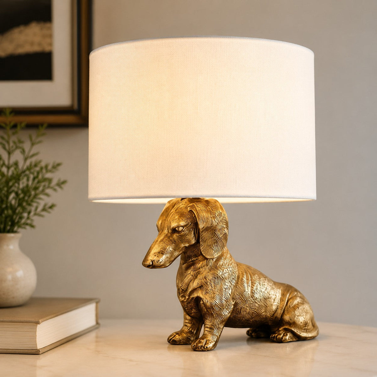 Pawdia Animal Bedside Table Lamp - Classic Fabric Shade Lighting