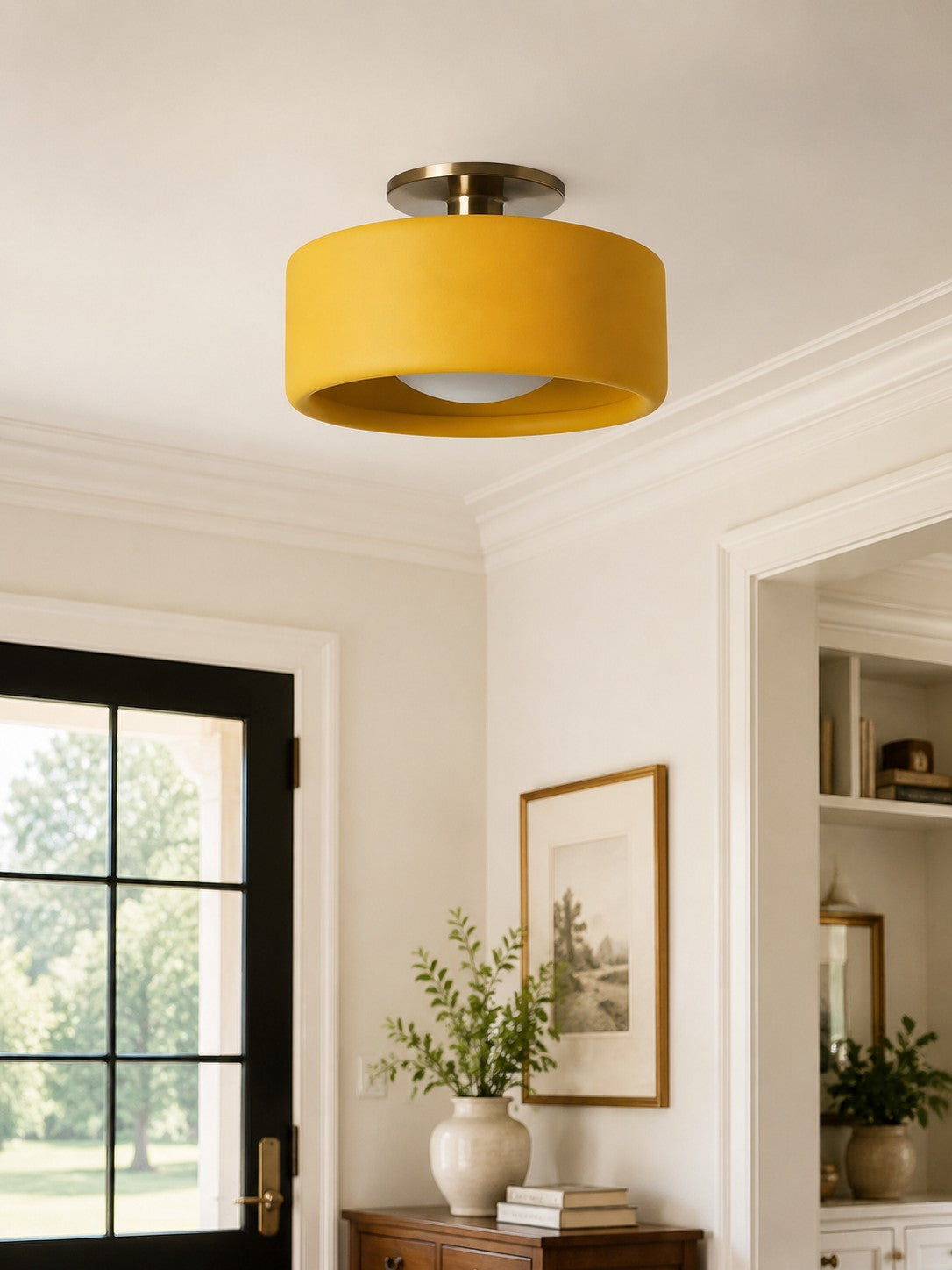 Contemporary Porcelain Flush Mount Ceiling Light – Soft Ambient Illumination for Hallways and Offices