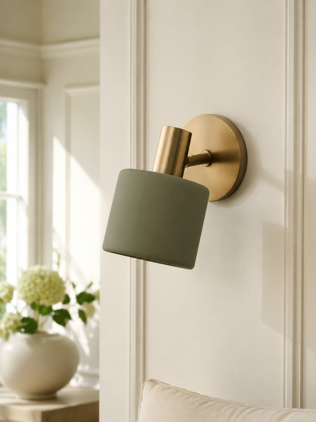 Porcelain Wall Sconce - Minimal Round Flush Mount Ceramic Light