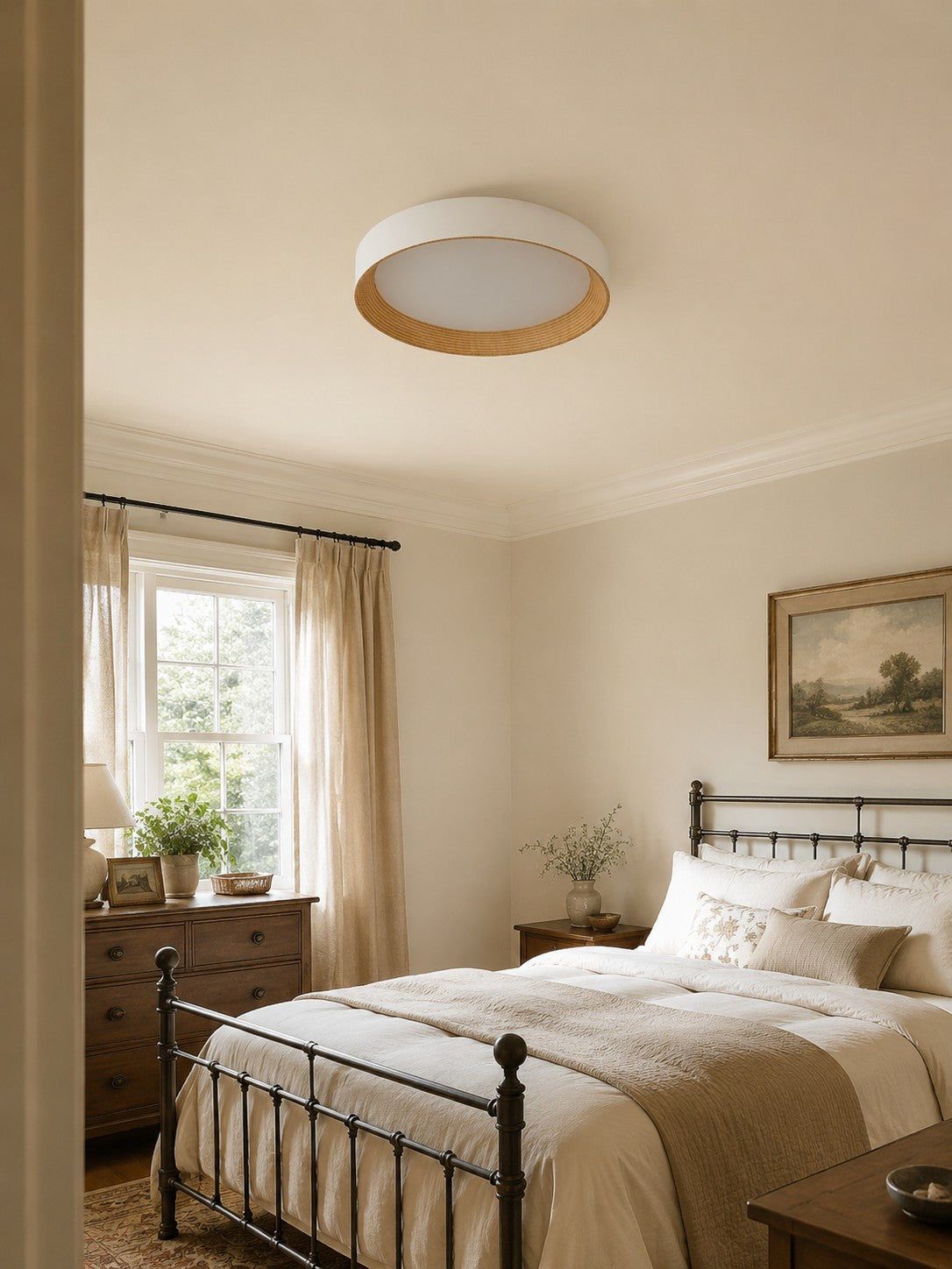Minimalist Round Round Flush Mount Ceiling Light for Bedrooms or Living Room
