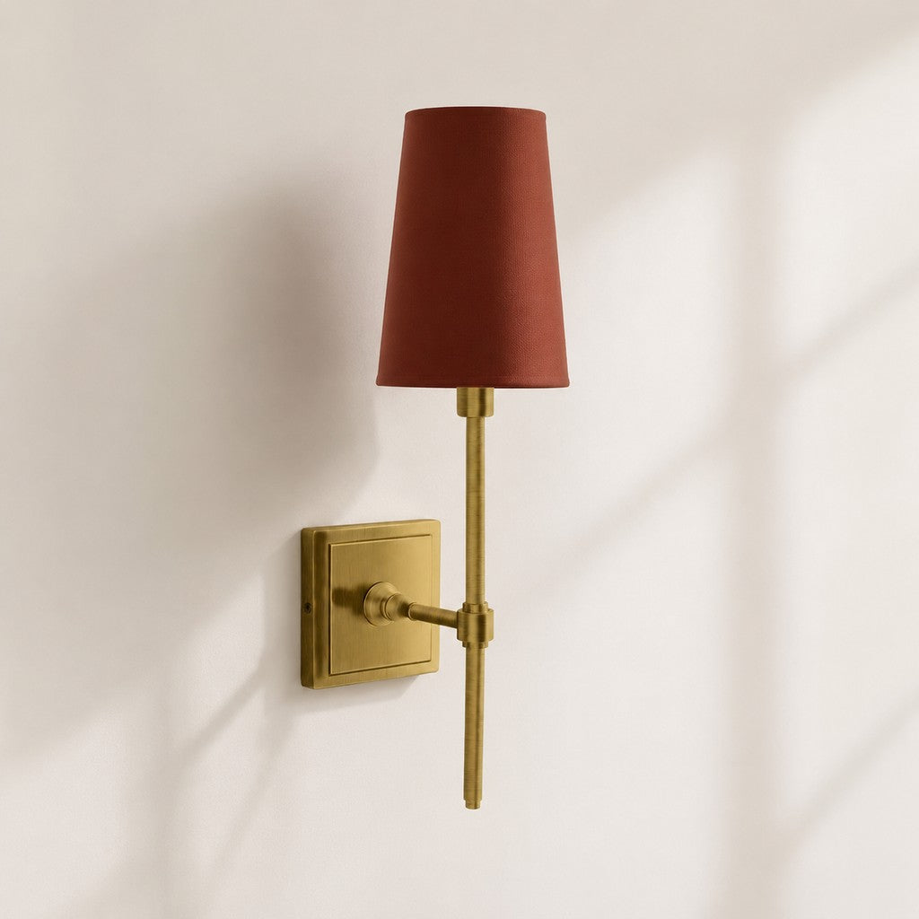 Linen Shade Wall Lamp – Retro Brass Wall Light for Bedroom & Hallway