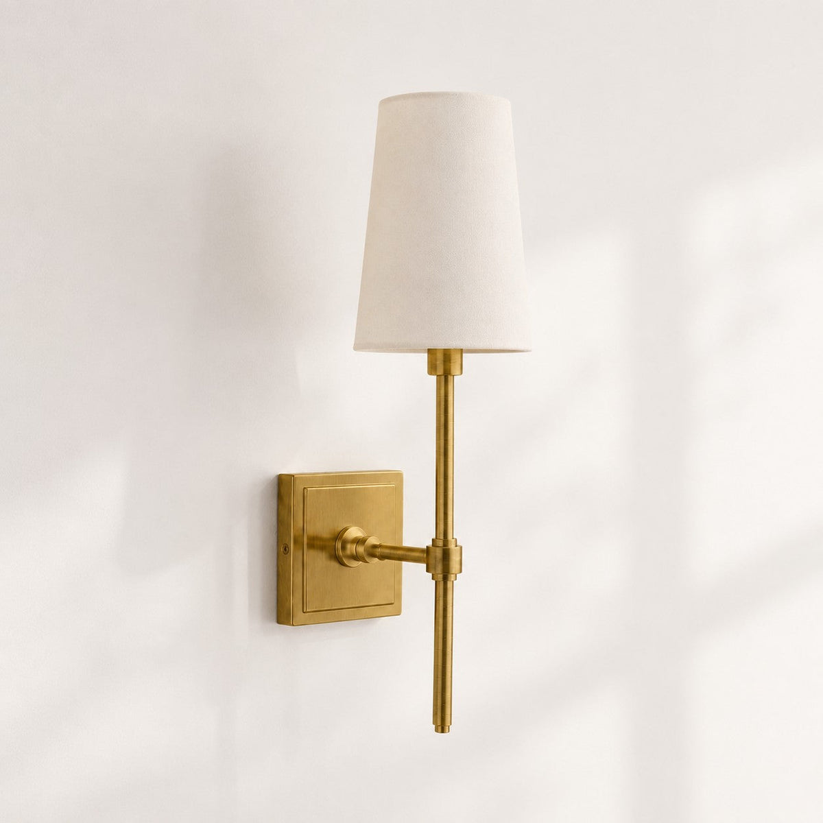 Linen Shade Wall Lamp – Retro Brass Wall Light for Bedroom & Hallway