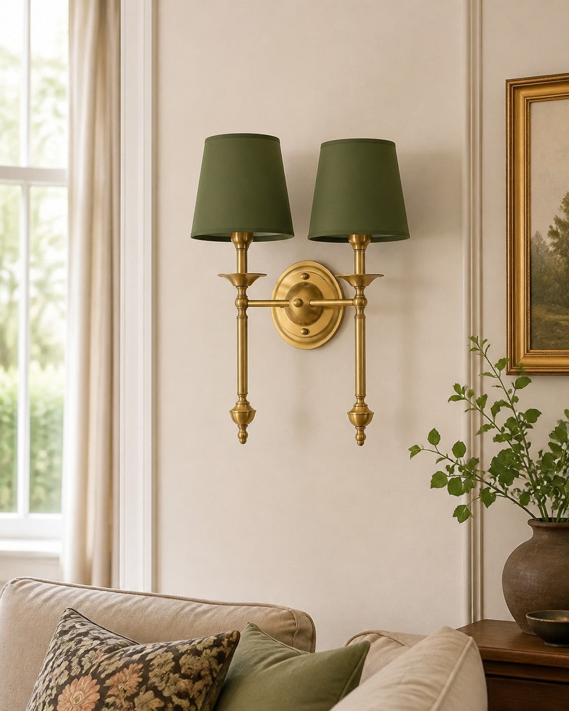 Fabric Shade Wall Sconce in Antique Copper - Vintage Luxury Light for Interiors