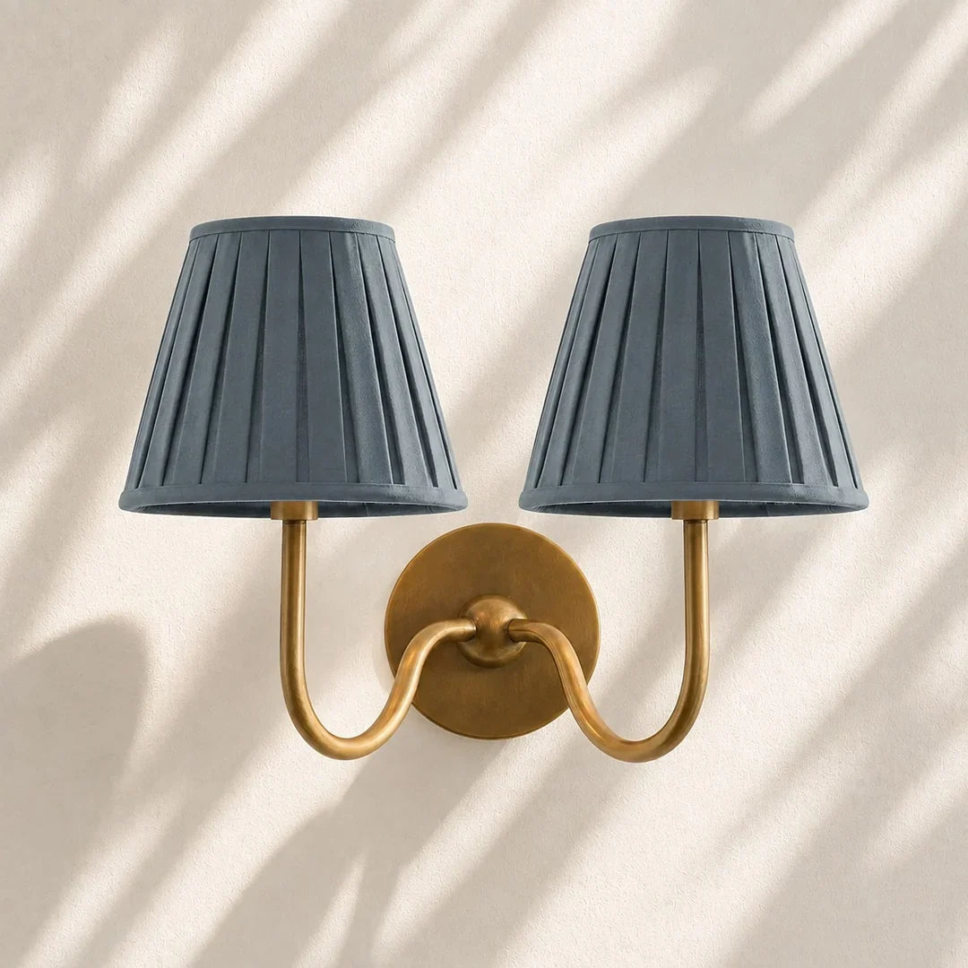 Fabric Shade Wall Sconce with Drum Shade - Classic Pleated Sconce Light
