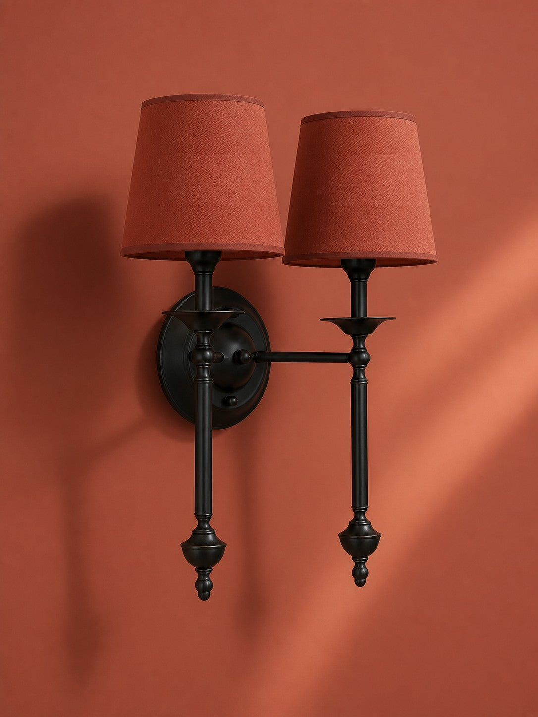 Fabric Shade Wall Sconce in Antique Copper - Vintage Luxury Light for Interiors