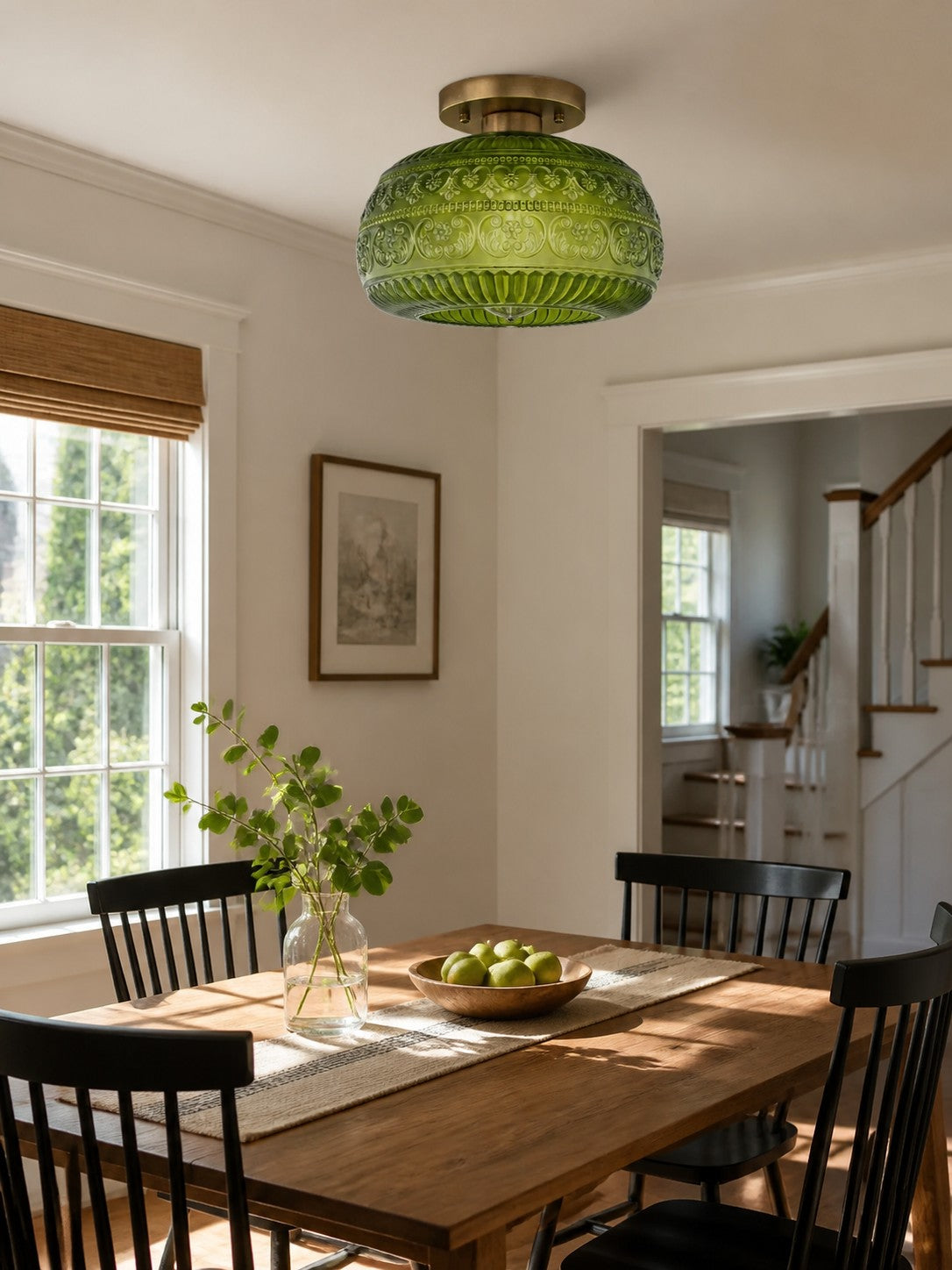 Vintage Glass Globe Ceiling Light - Textured Semi Flush for Any Room