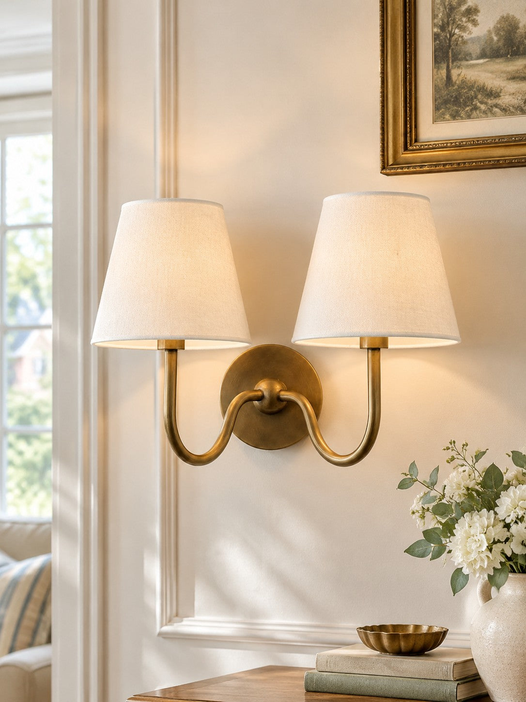Fabric Shade Wall Sconce with Drum Shade - Classic Pleated Sconce Light
