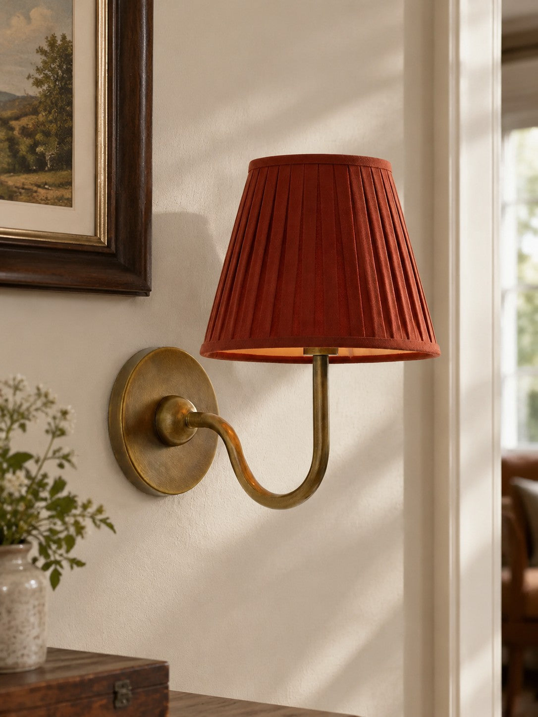 Fabric Shade Wall Sconce with Drum Shade - Classic Pleated Sconce Light