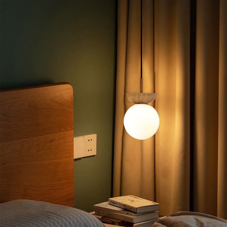 Modern Minimalist Glass Iron Orb 1-Light Semi-Flush Mount Light/Pendant Light for Living Room