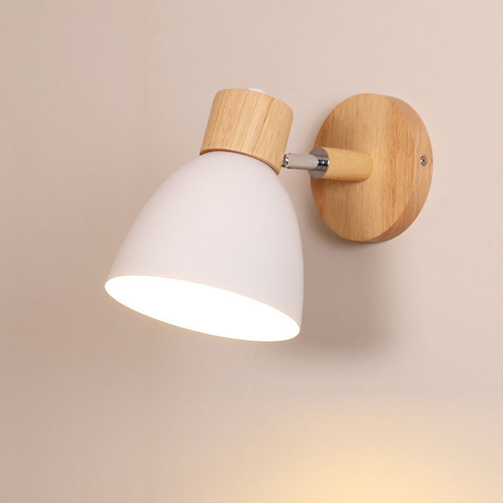 Modern Minimalist Solid Color Macaron Iron Wood 1-Light Wall Sconce Lamp