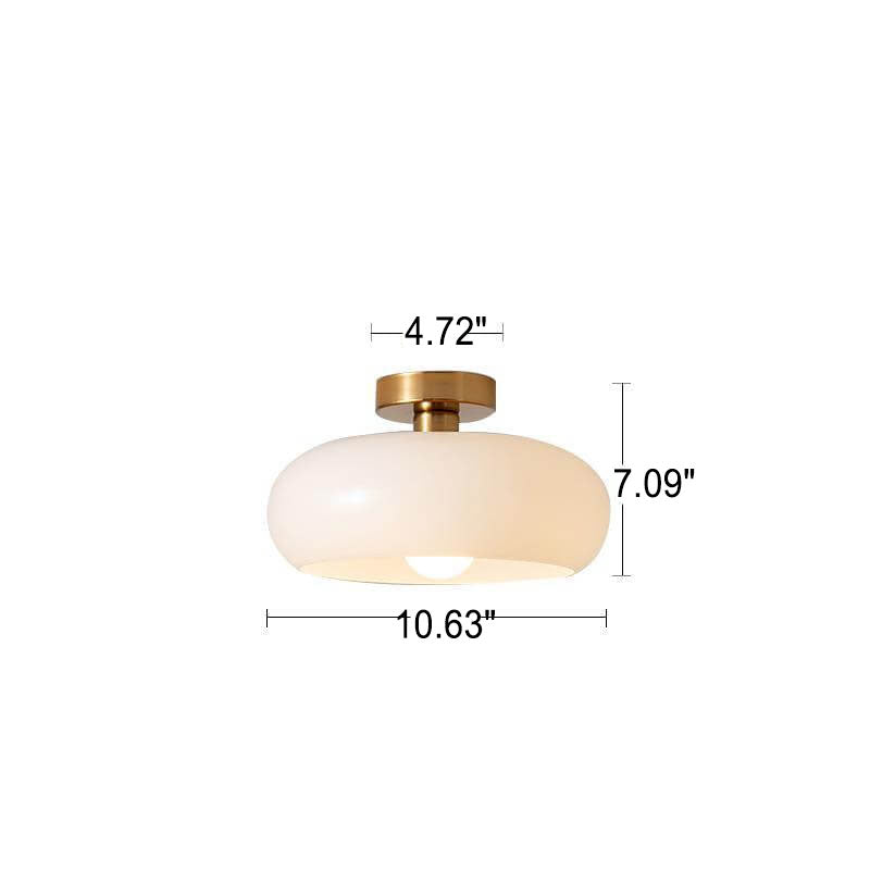 Modern Retro Round Solid Color Glass Electroplated Copper 1-Light Pendant Light Flush Mount Light