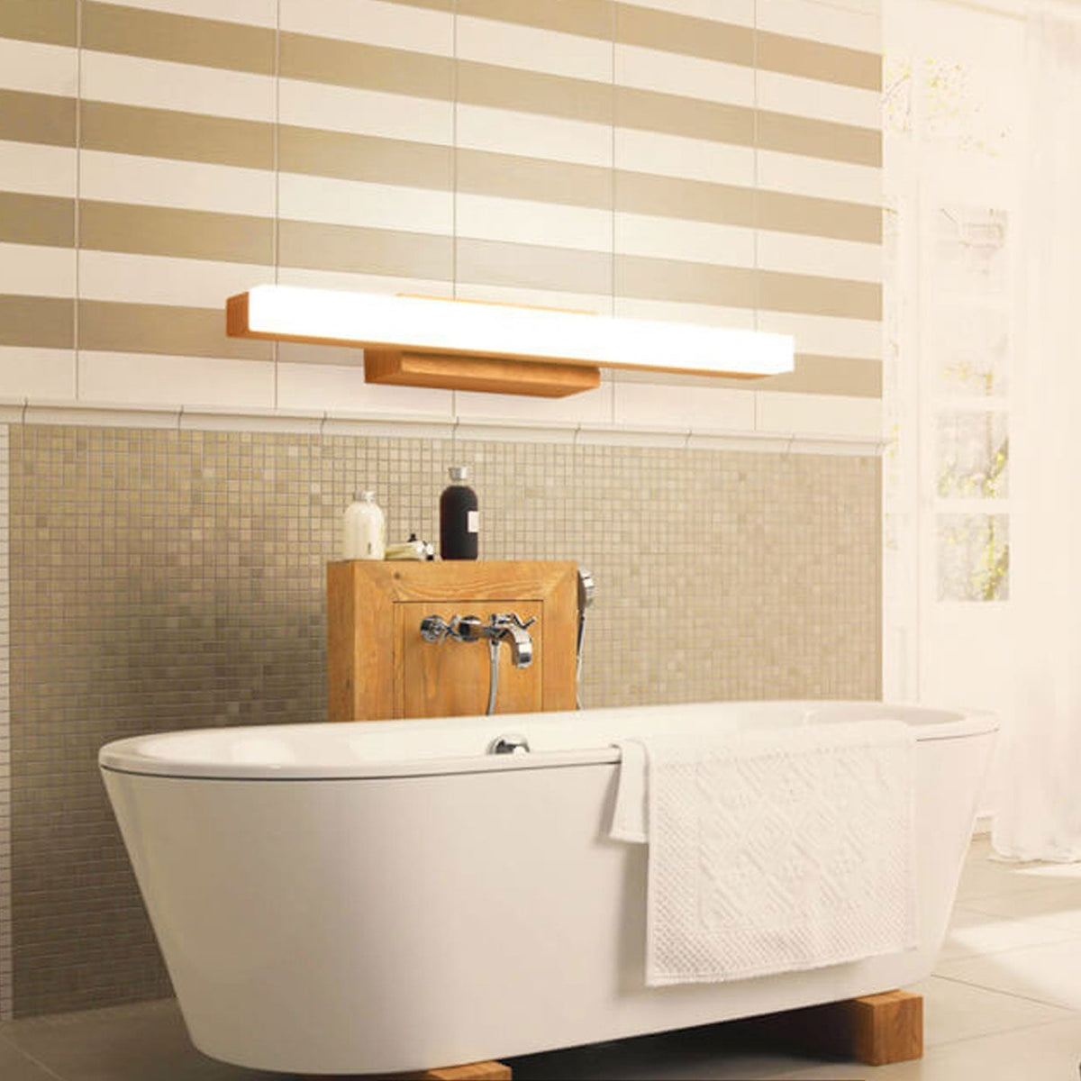 Nordic Minimalist Wooden Long Strip Vanity Light LED Wall Sconce Lamp