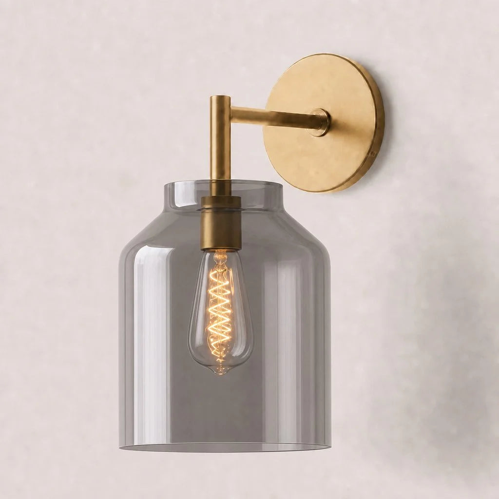 Minimal Wall Sconce – Vintage Milk Glass Sconce and Metal Accent