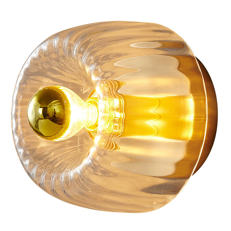 Modern Luxury Glass Sun Shape Full Copper Dual Purpose 1-Light Flush Mount Light