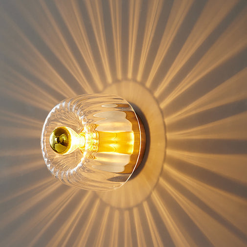 Modern Luxury Glass Sun Shape Full Copper Dual Purpose 1-Light Flush Mount Light