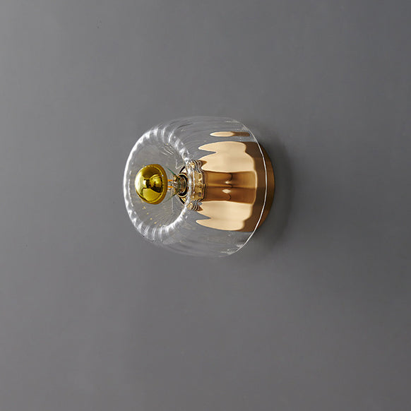 Modern Luxury Glass Sun Shape Full Copper Dual Purpose 1-Light Flush Mount Light