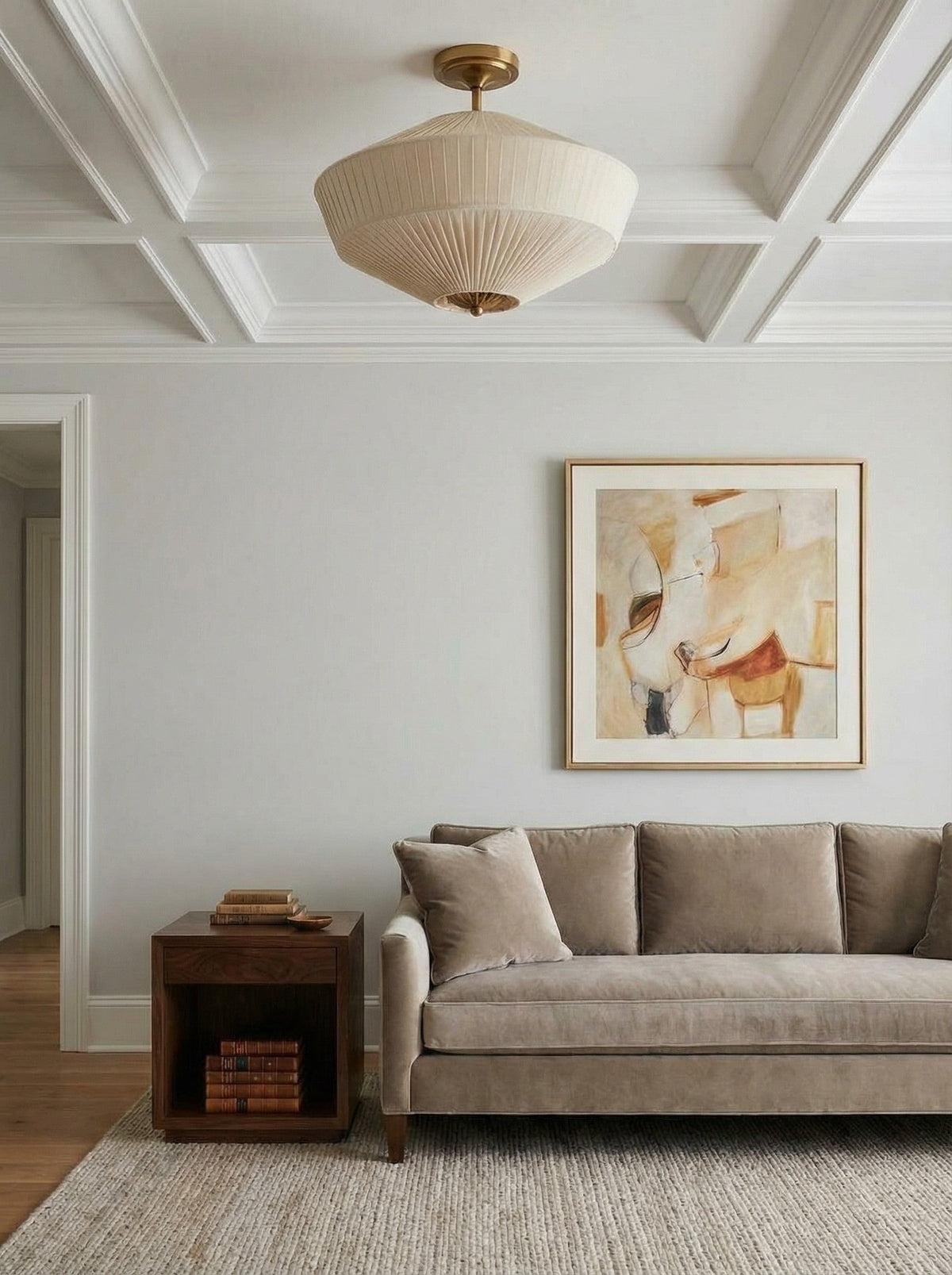 Silk Semi-Flush Metal Fabric Shade Ceiling Light – Ideal for Living & Bedroom Spaces