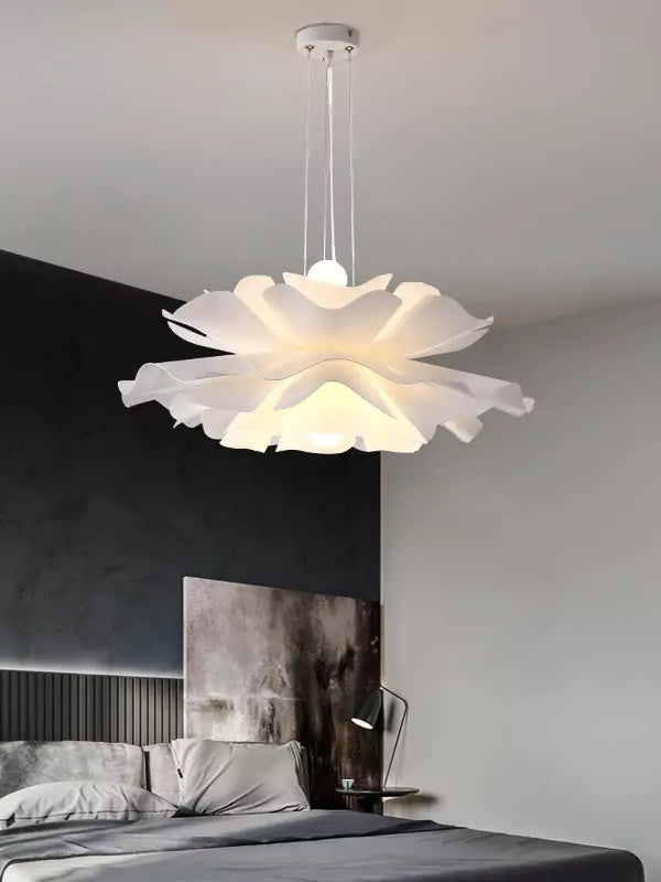Handcrafted White Lotus Flower Pendant Light - Vintage Nordic Acrylic Design