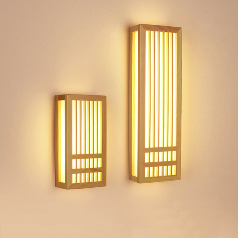 Modern Minimalist Solid Wood Acrylic Rectangular LED Wall Sconce Lamp for Living Room