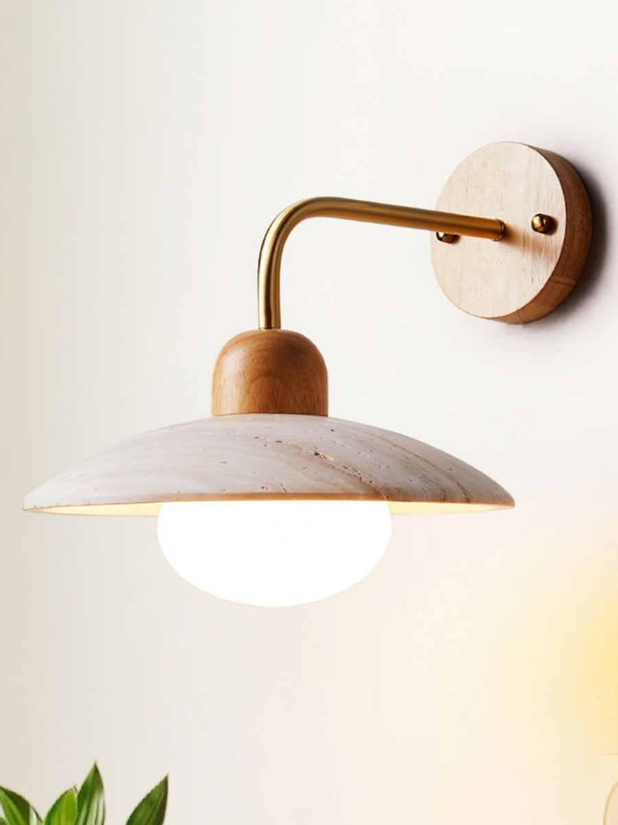 Travira Disc Travertine Wall Light - Modern Minimalist Sconce for Living Room