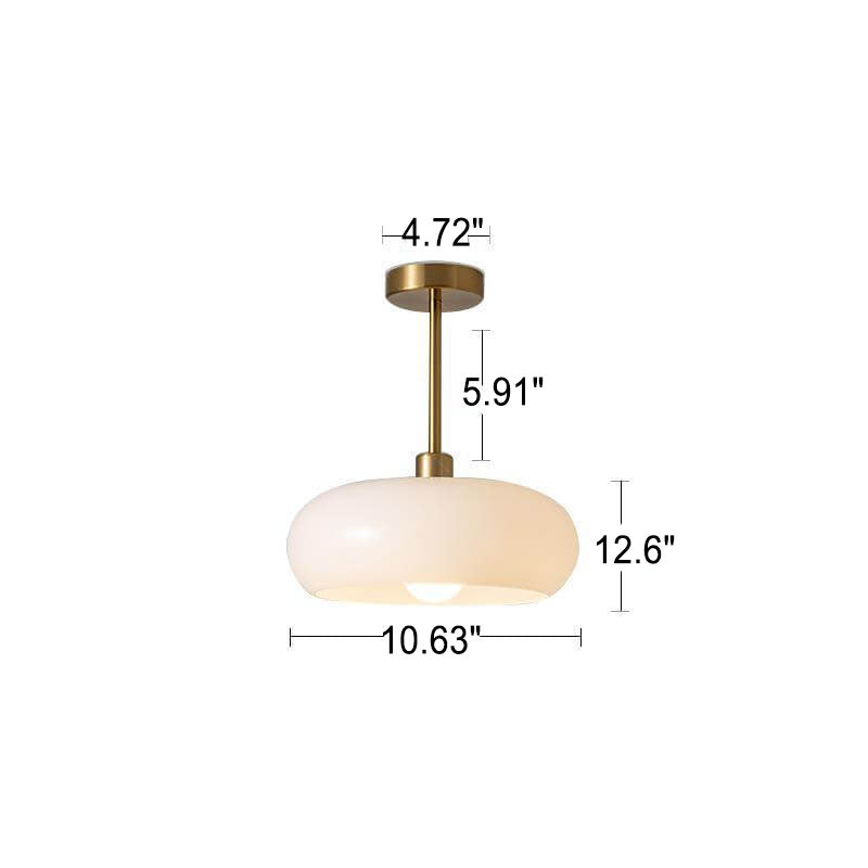 Modern Retro Round Solid Color Glass Electroplated Copper 1-Light Pendant Light Flush Mount Light