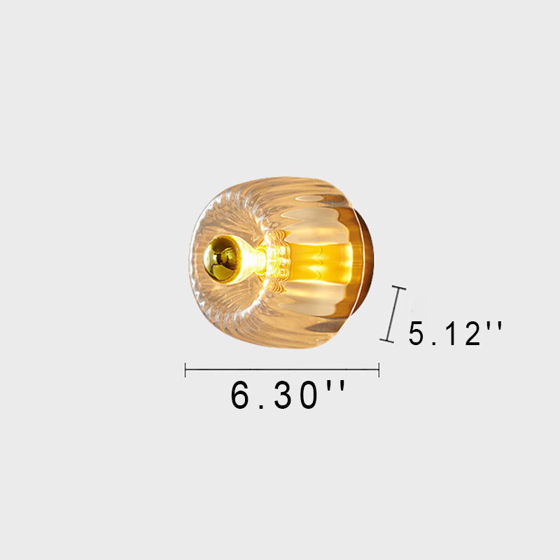 Modern Luxury Glass Sun Shape Full Copper Dual Purpose 1-Light Flush Mount Light