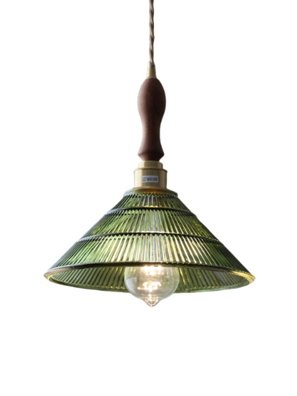 Modern Textured Glass Hanging Lamp - Vintage Ribbed Glass Pendant Light for Dining Room