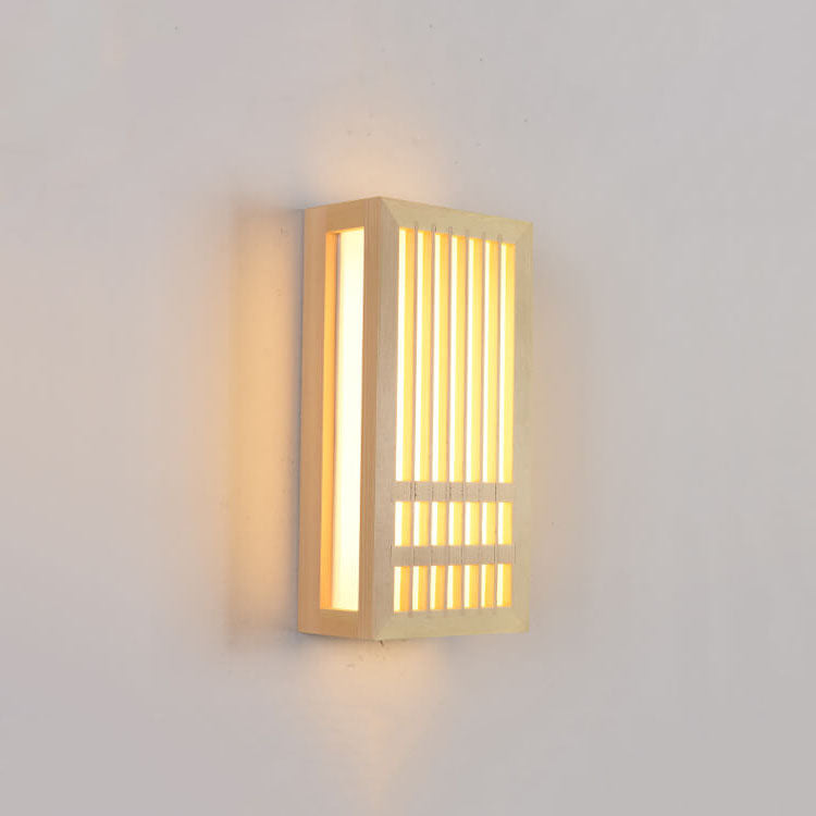 Modern Minimalist Solid Wood Acrylic Rectangular LED Wall Sconce Lamp for Living Room